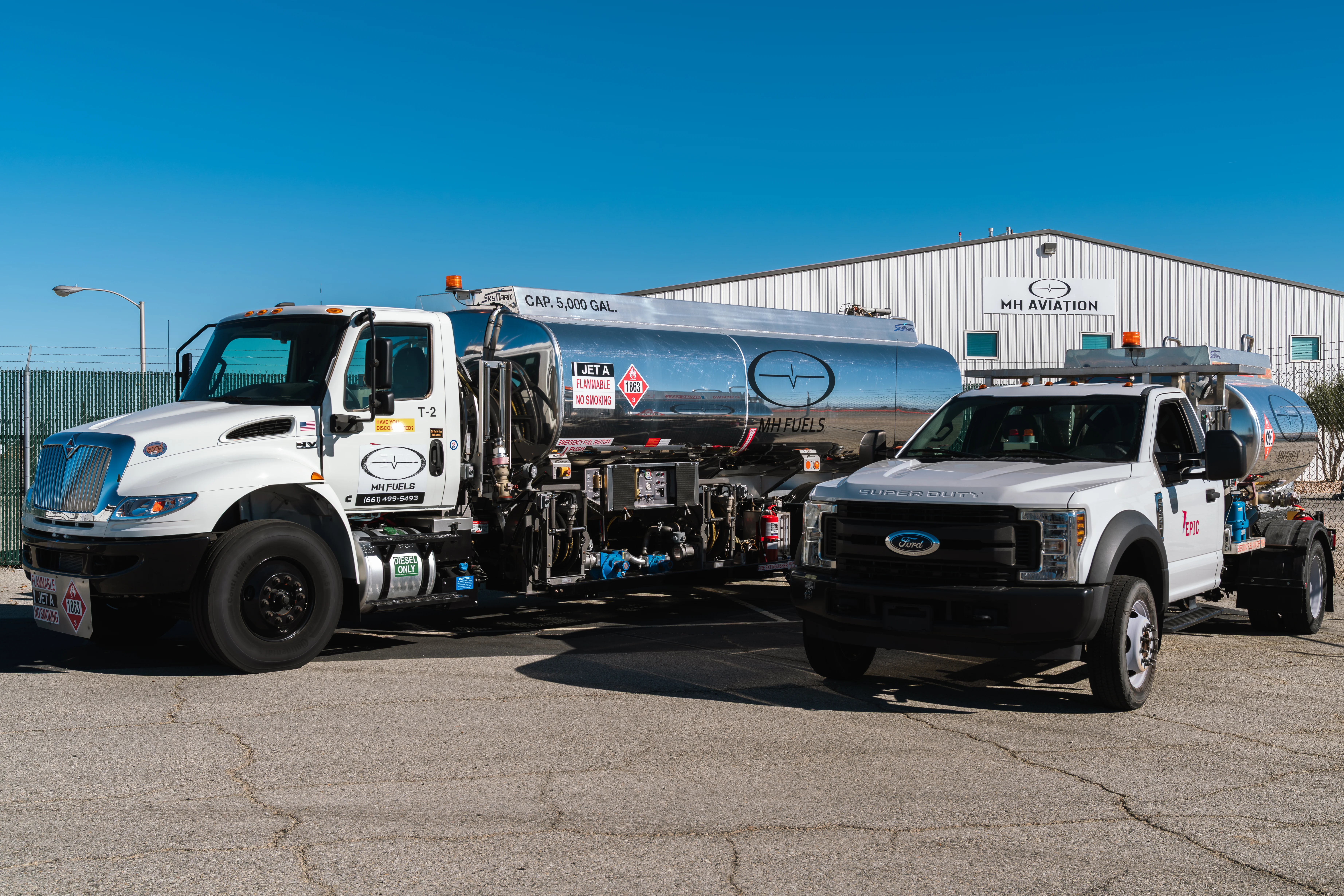 MH Aviation fueling service truck at MH Aviation at Lancaster, California