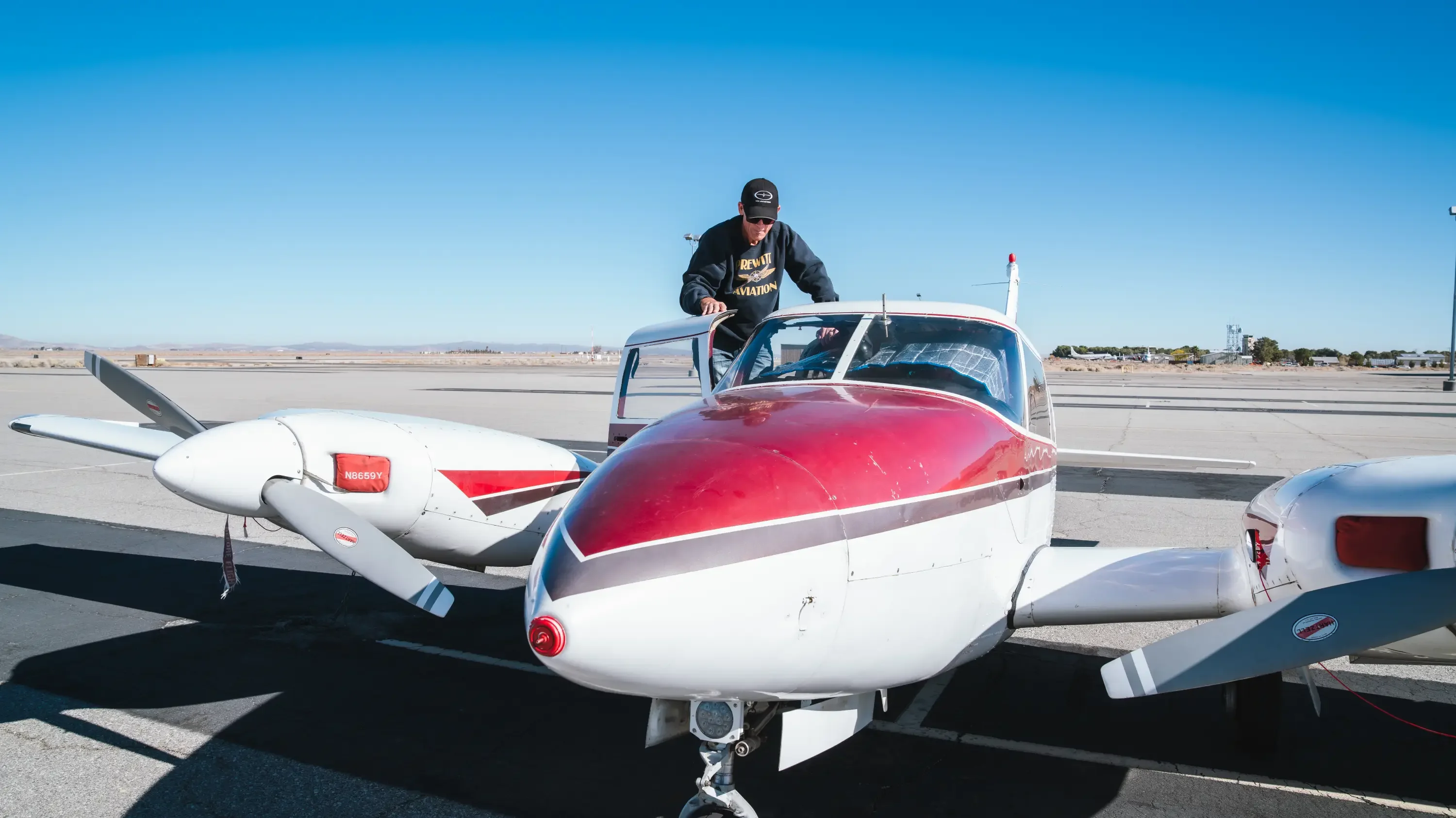 Student pilot in the cockpit at MH Aviation