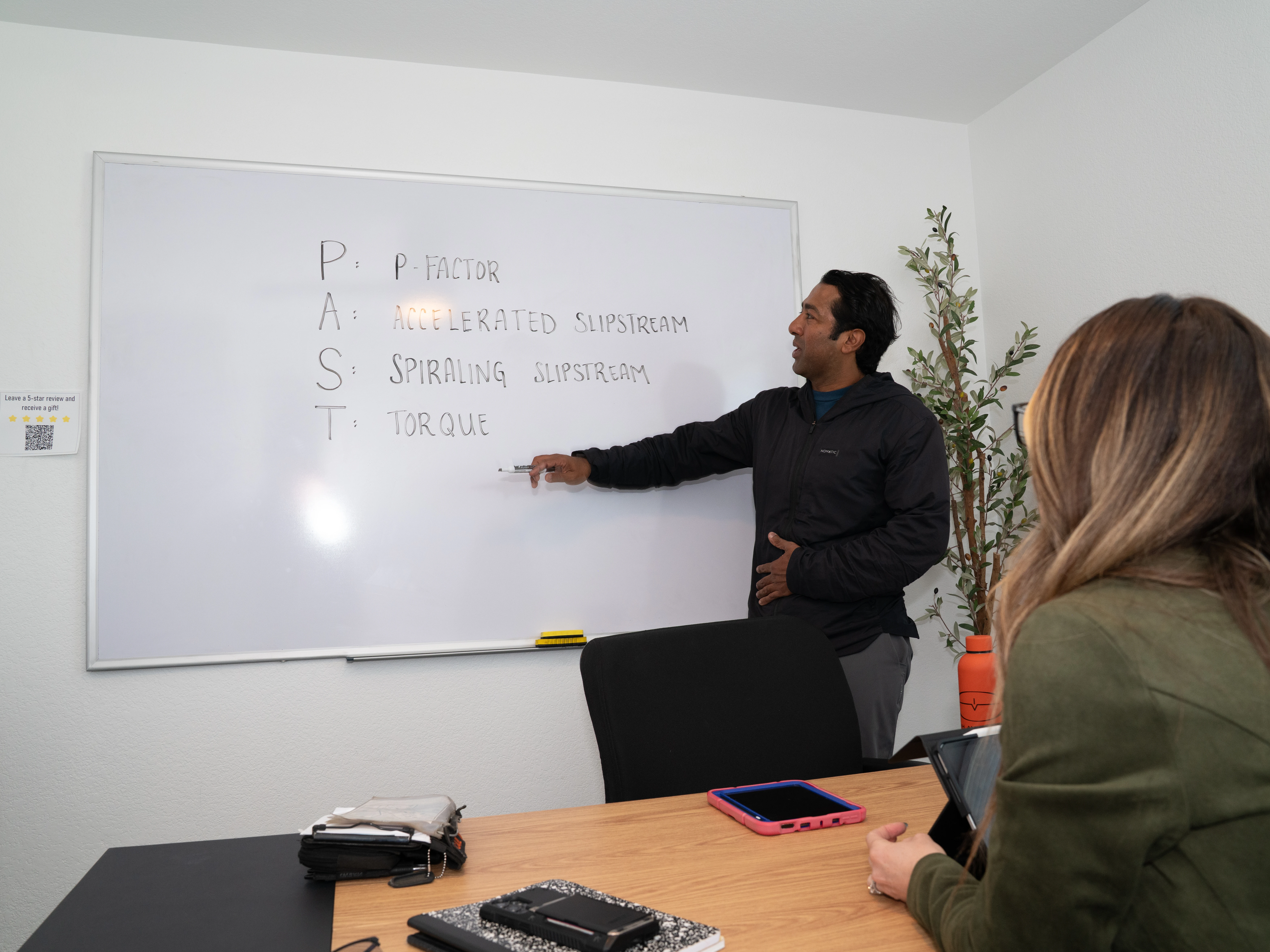 MH Aviation instructor with white board