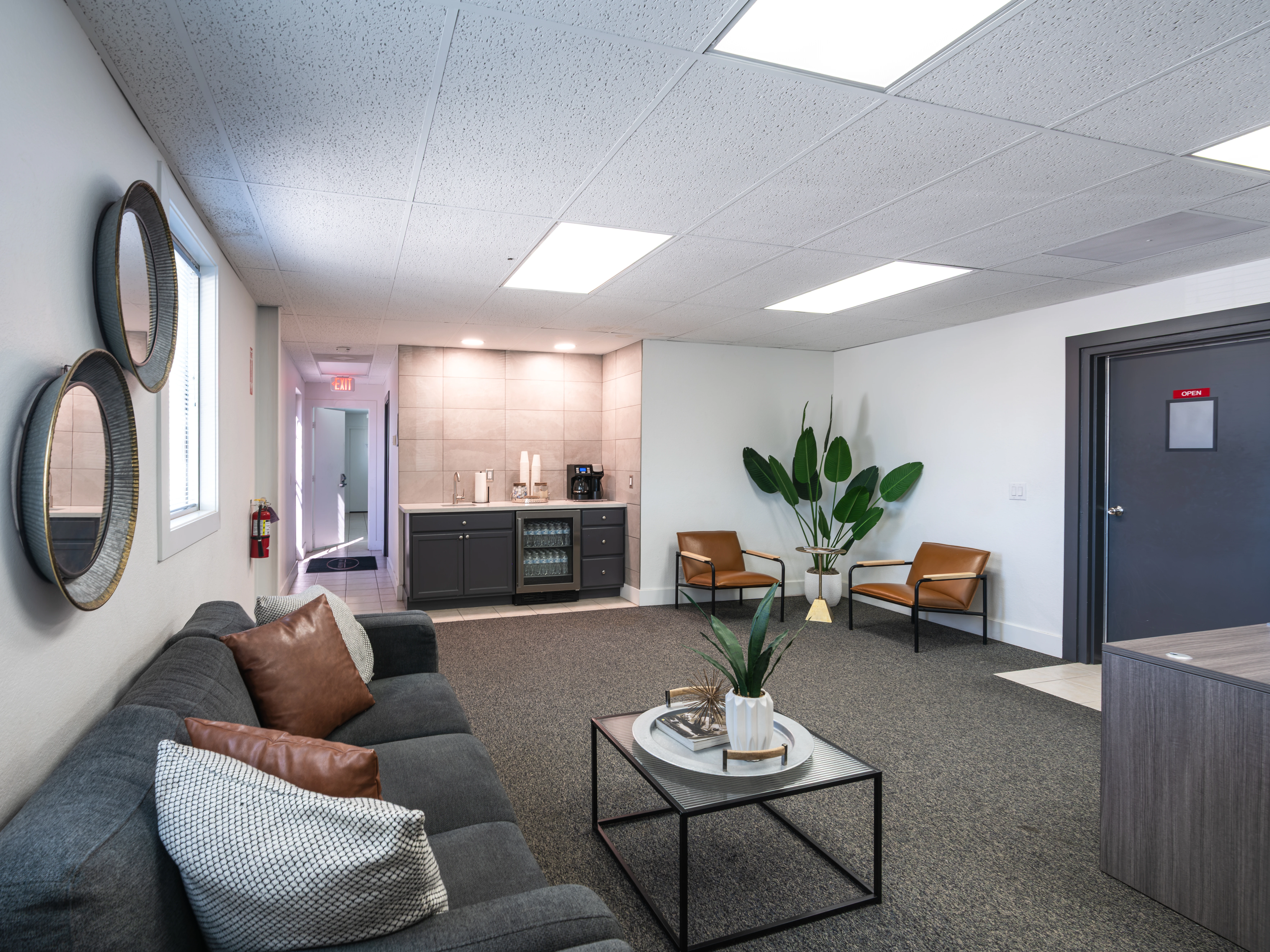 Living room area at MH Aviation at Lancaster, California