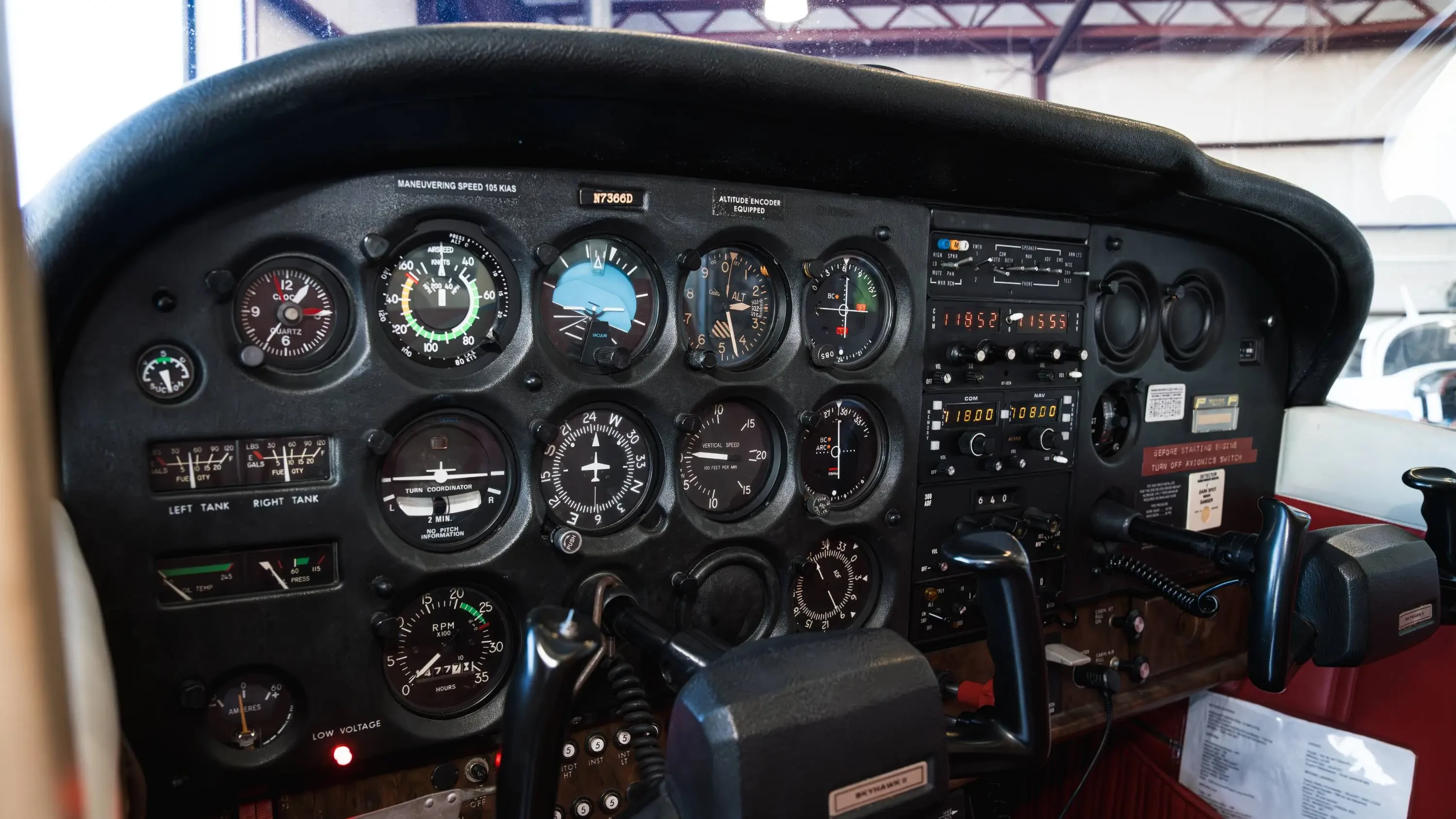 Modern training aircraft cockpit operated by MH Aviation in Lancaster, California