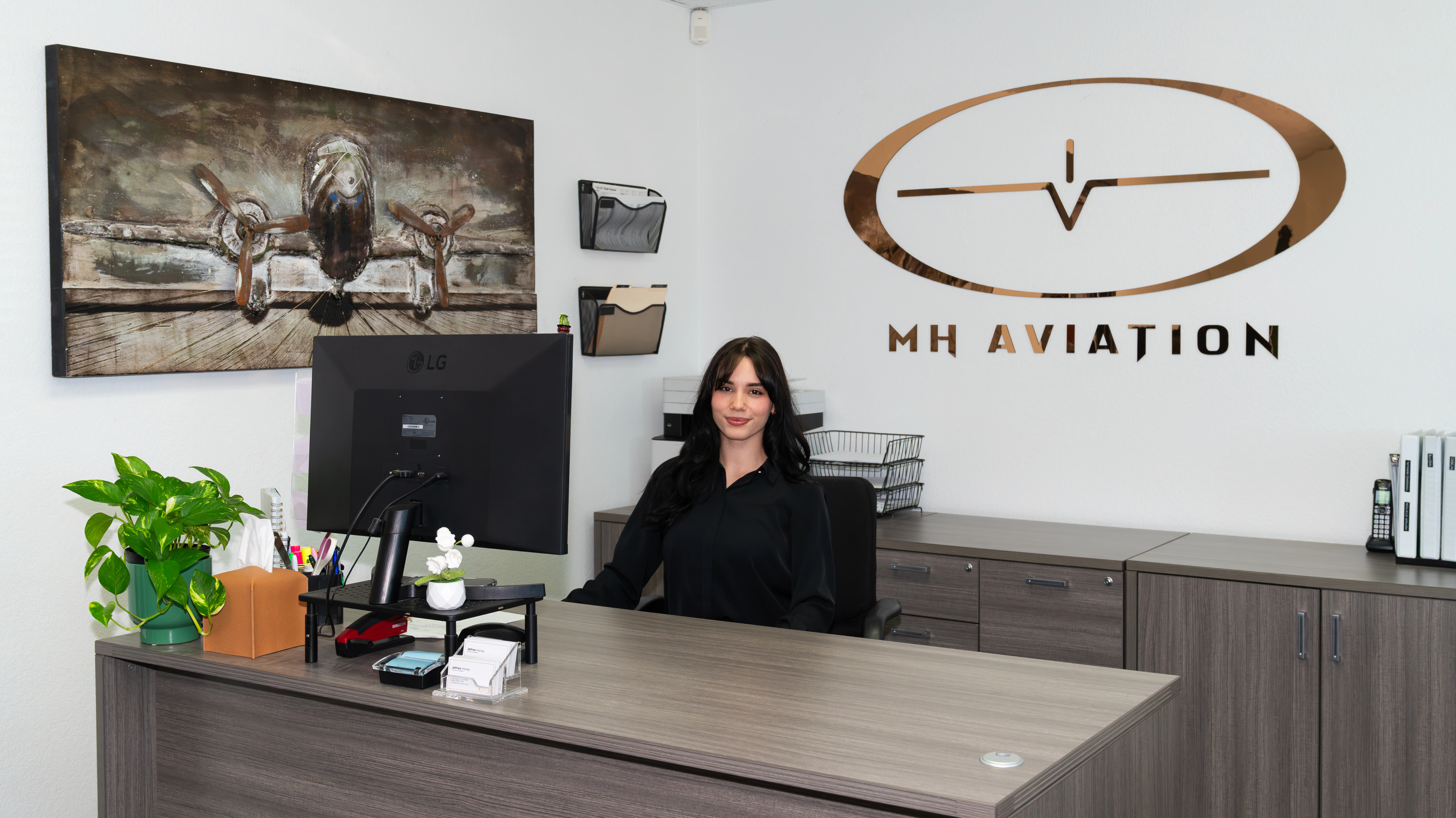 Reception front desk at MH Aviation at Lancaster, California