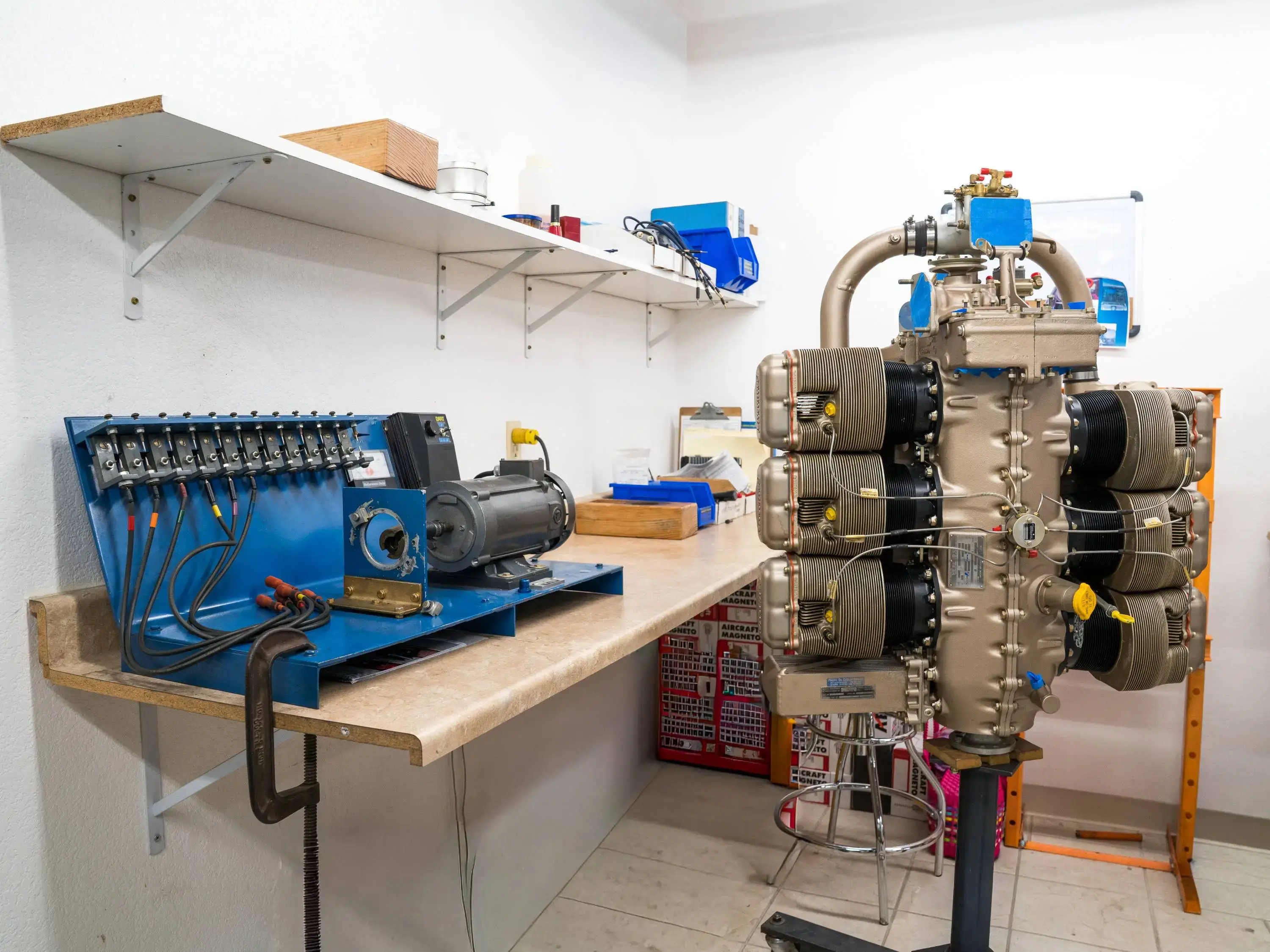 MH Aviation maintenance hangar and technician working